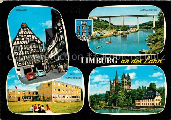 Limburg Lahn Kornmarkt Fachwerkhäuser Autobahnbrücke
