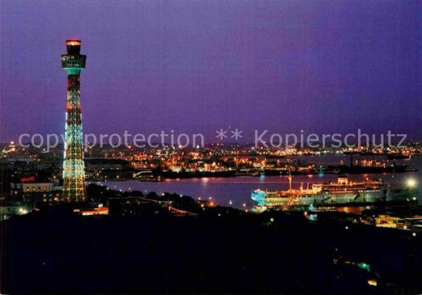 Yokohama by night viewed from a hill top Marine