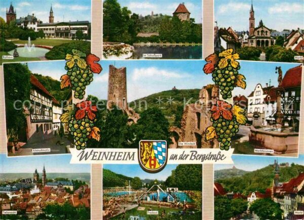 Weinheim Bergstrasse Rathaus Schlosspark Markt Brunnen Burg