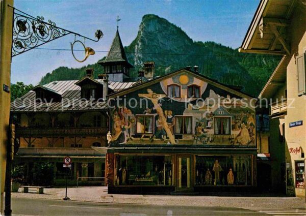 Oberammergau Marktplatz Fassadenmalerei Blick zum Ko