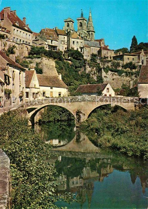 Semur-en-Auxois Pont sur l'Armancon Brücke Altstadt Kir
