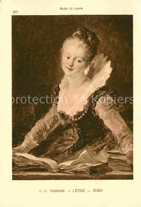 Kuenstlerkarte Alte Kuenstler J.-H. Fragonard L'Etude Study