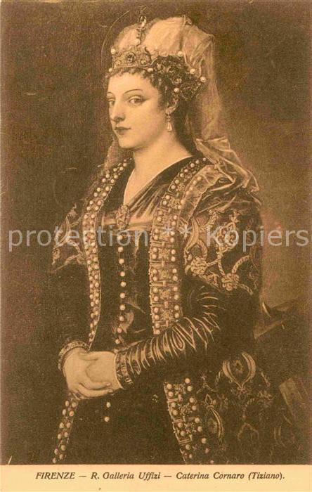 Kuenstlerkarte Alte Kuenstler Tiziano Caterina Cornaro Firenze R. Gal