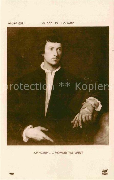 Kuenstlerkarte Alte Kuenstler Le Titien Tiziano l_Homme au Gant