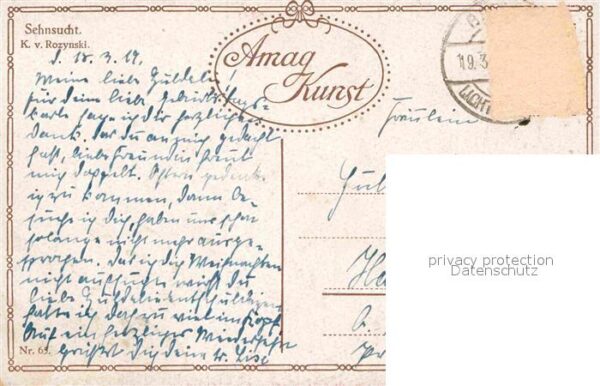 Kuenstlerkarte K. v. Rozynski Sehnsucht – Bild 2