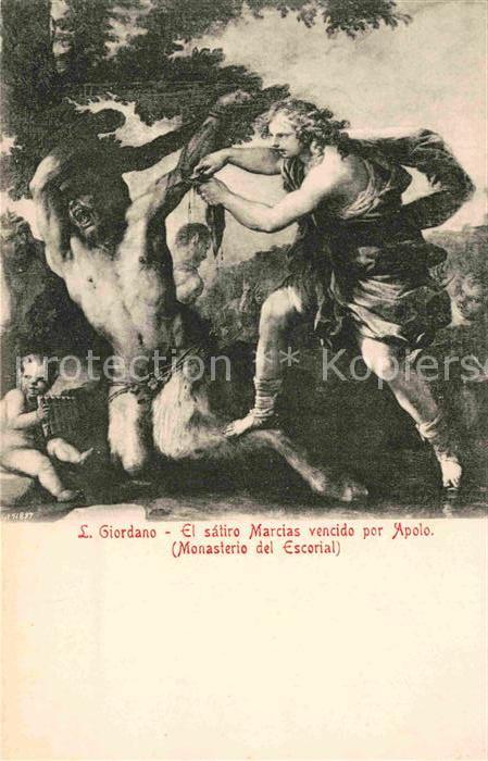 Kuenstlerkarte Alte Kuenstler L. Giordano El satiro Marcias vencido p