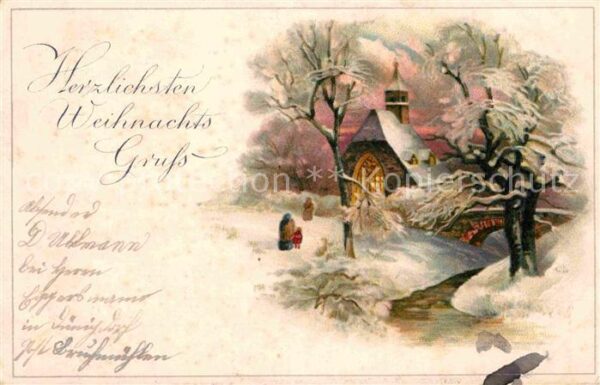 Weihnachten Kirche Litho