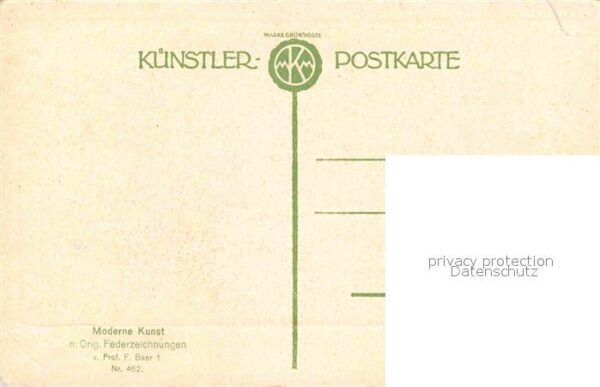 Kuenstlerkarte Federzeichnung Professor F. Baer – Bild 2