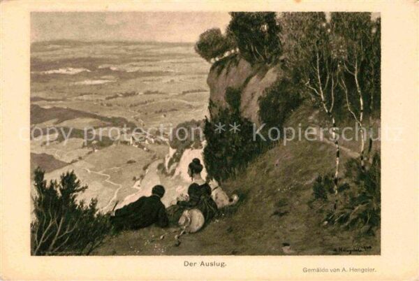 Kuenstlerkarte A. Hengeler Der Ausflug