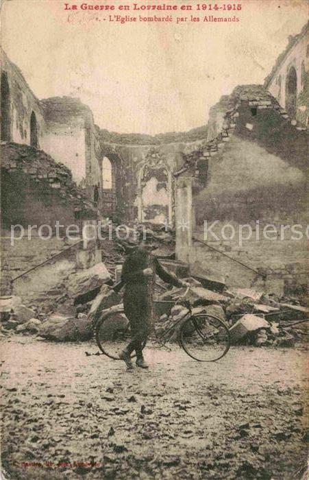Fahrrad Soldat Guerre Lorraine WK1 Eglise bomba