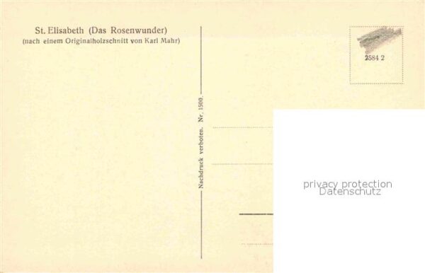 Kuenstlerkarte Holzschnitt Karl Mahr St. Elisabeth Das – Bild 2