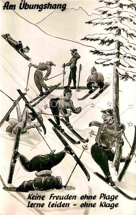 Skifahren Übungshang Humor