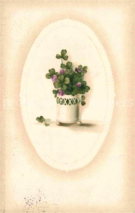 Kleeblatt Cloverleaf Trebol Trefle Vase Litho