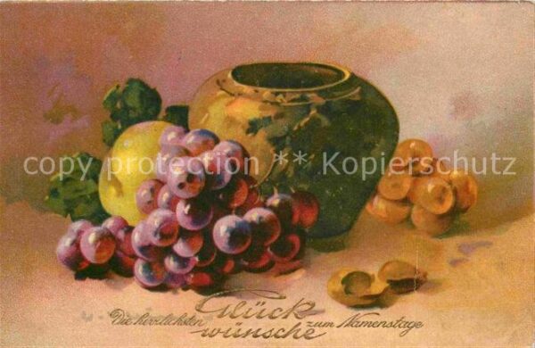 Namenstag Namenskarte Trauben Litho
