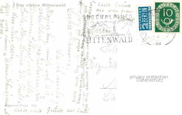 Mittenwald Bayern Strassenpartie mit Neunerhaus und Hotel – Bild 2