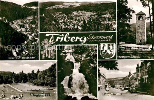 Triberg Schwarzwald Stadtpanorama Kriegerdenkmal Hauptstras