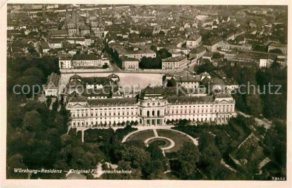 Wuerzburg Residenz Original Fliegeraufnahme