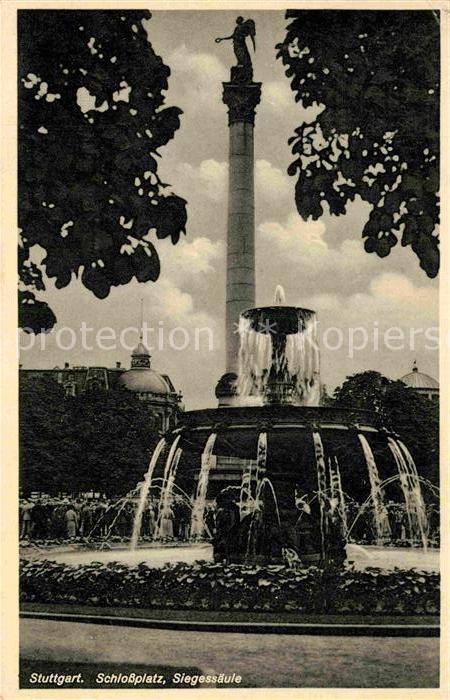 Stuttgart Schlossplatz Siegessäule Brunnen