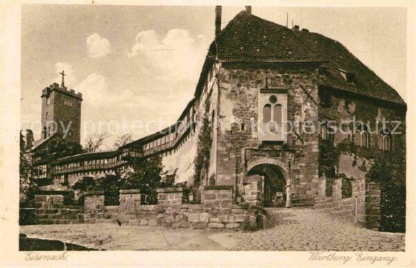 Eisenach Thueringen Wartburg Eingang Kupfertiefdruck