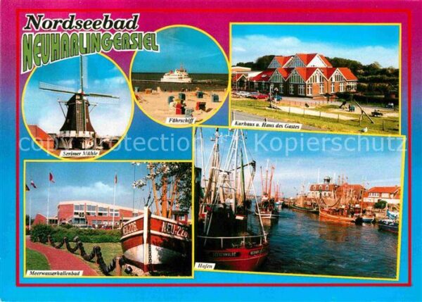 Neuharlingersiel Windmühle Fährschiff Kurhaus Haus des G