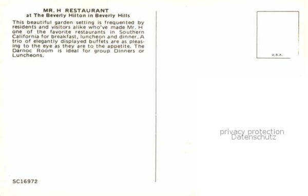 Beverly Hills California Mister H Restaurant Beverly Hilton – Bild 2