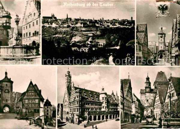 Rothenburg Tauber Brunnen Stadttor Panorama Rathaus