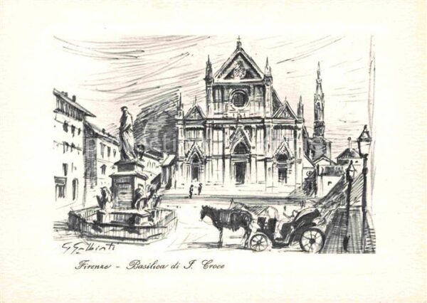Firenze Florenz Basilica Croce Künstlerkarte