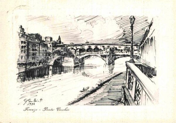 Firenze Florenz Ponte Vecchio Künstlerkarte