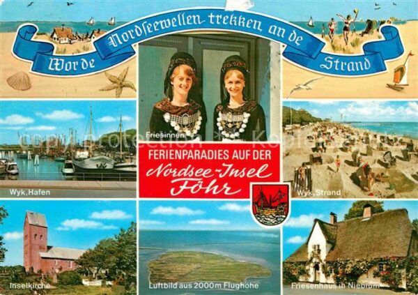 Insel Foehr Wyk Strand Hafen Fliegeraufnahme Kirche