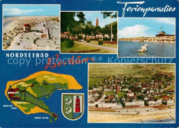 Borkum Fliegeraufnahme mit Strand Leuchtturm