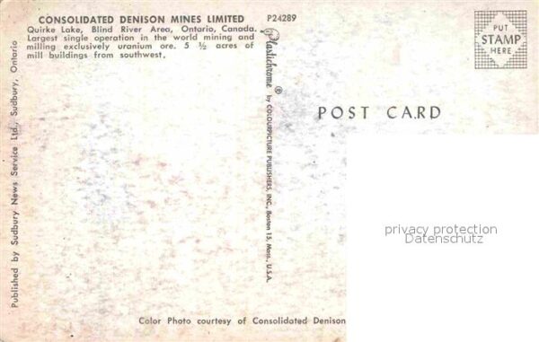Ontario Canada Consolidated Denison Mines Quirke Lake – Bild 2