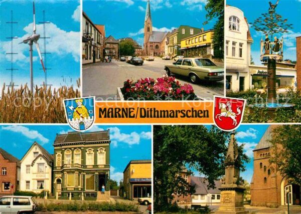 Marne Holstein Windrad Innenstadt Kirche Brunnen Denkm