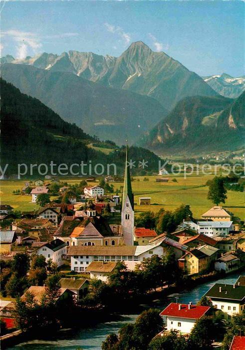 Zell Ziller Tirol Ortsansicht mit Kirche mit Blick zum Tr