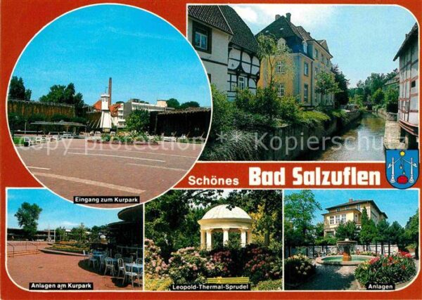 Bad Salzuflen Eingang zum Kurpark Häuserpartie am Bac