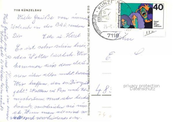 Kuenzelsau Kocherbrücke Kirche Hauptstrasse Rathau – Bild 2