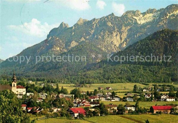 Bayerisch Gmain Ortsansicht Kurort mit Kirche Blick zur