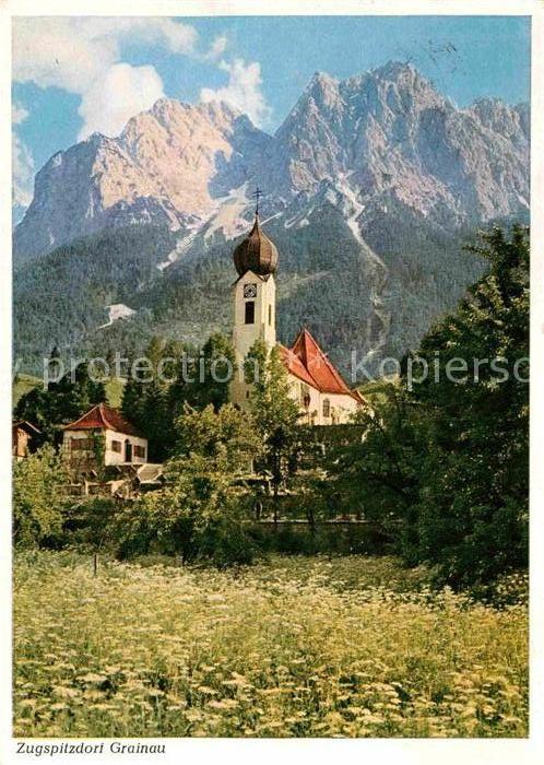Grainau Kirche mit Waxenstein Wettersteingebirg