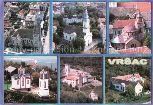 Vrsac Ortsmotive mit Kirchen