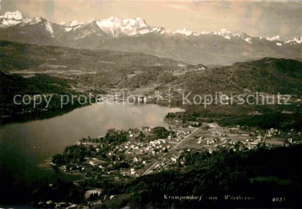 Krumpendorf Woerthersee Alpenpanorama Fliegeraufnahme