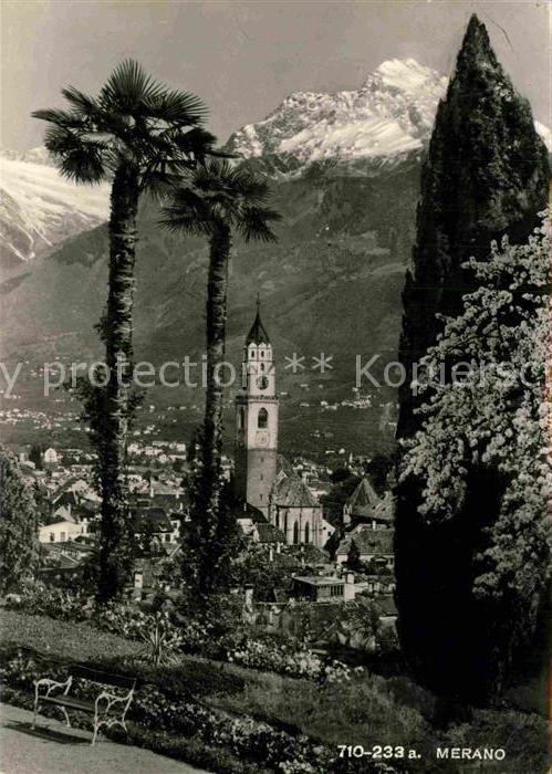 Meran Merano Ortsansicht mit Kirche Blick zur Texelg