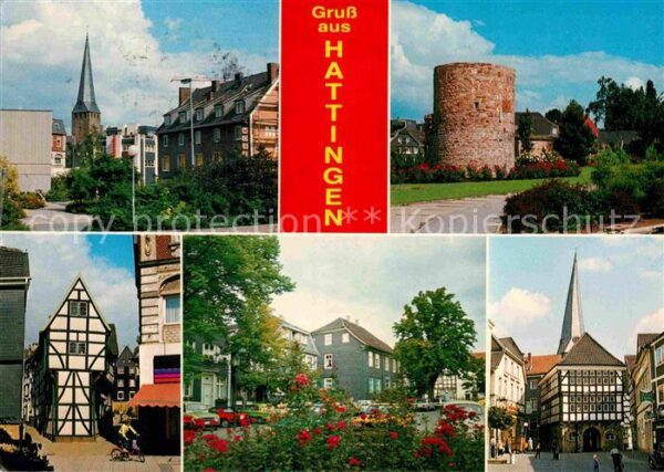 Hattingen Ruhr Blick zur Kirche Turm Innenstadt Fachwe