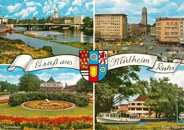 Muelheim Ruhr Blumenuhr Stadtmitte Schlossbrücke