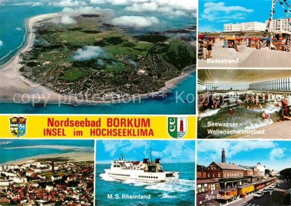 Borkum Schwimmbad Bahnhof MS Rheinland Flieger
