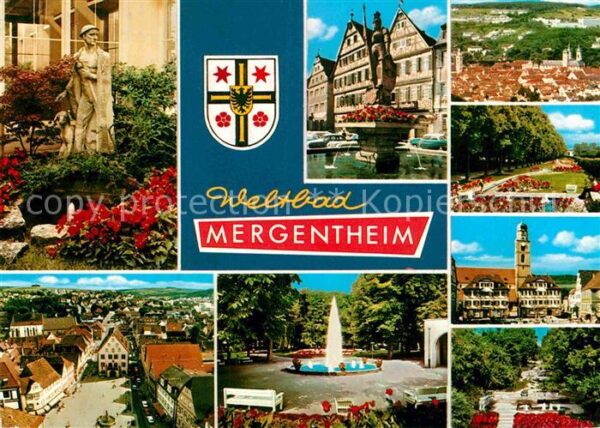 Mergentheim Bad Fontäne Marktplatz Fachwerk