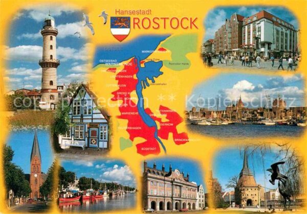 Rostock Panoramakarte Stadtansichten