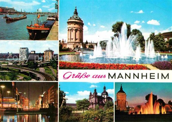 Mannheim Brunnen Hafen Kirche
