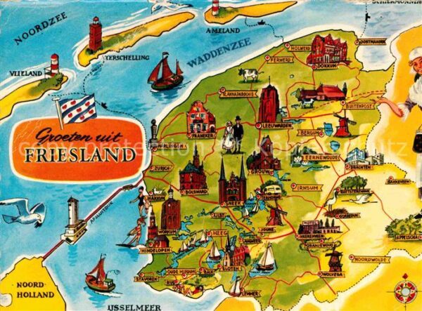 Friesland Niederlande Lageplan mit Inseln