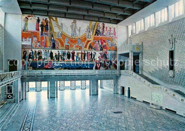 Oslo Norwegen Radhuset Sentralhallen Oljemaleri av He