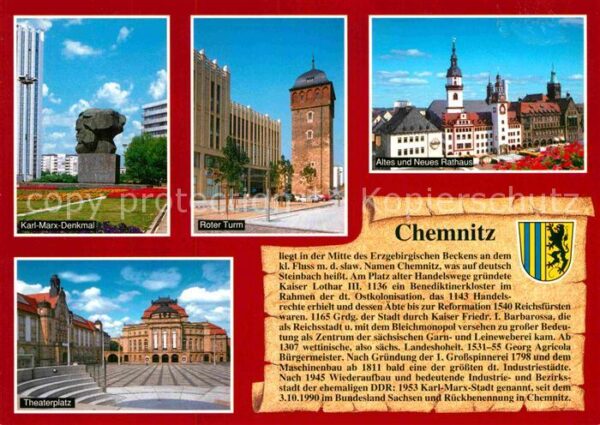 Chemnitz Karl-Marx-Denkmal Roter-Turm Rathaus Th