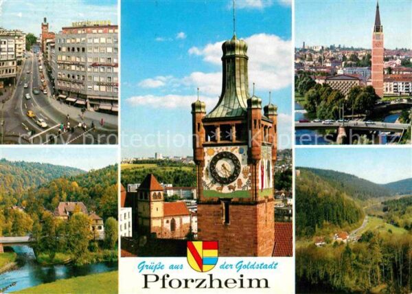 Pforzheim Leopoldplatz  Schlo?kirche W?rmtal Kupf